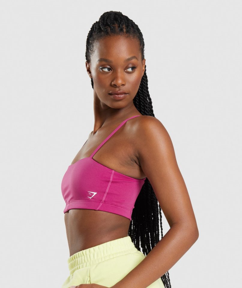 Staniki Sportowe Gymshark Bandeau Damskie Różowe | PL 319IAN